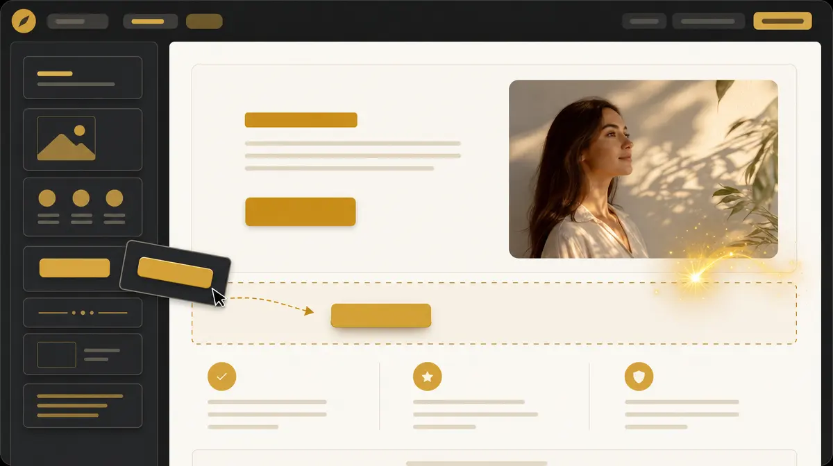 The AI1Up page generator writing a sales page inside the visual editor